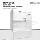 Sterling Traverse 60-in L x 32-in D x 60-in H White 4 -Piece Bathtub Wall Panel Kit