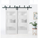 SARTODOORS Slab Barn Door Panel Frosted Glass 3 Lites 36 x 80 inches