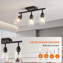 BABOOM Adjustable Kitchen Semi Flush Mount Ceiling Light Fixtures 19.7-in 3 -Light Black Medium base (E-26) Modern/contemporary Linear Track Lighting Kit with Gimbal Pivoting Heads
