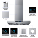 36 in. 900 CFM Ducted Island Range Hood with Remote, Touch Control LCD