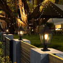 Bayfeve Outdoor Glass Column Headlights Black Hardwired LED Incandescent Post light