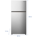Mora Top Mount Freezer Refrigerator, Standard Depth, 18 cu ft, Stainless Steel