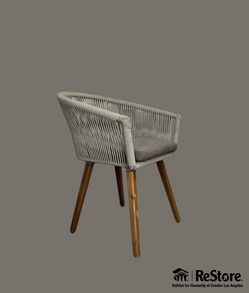 Deco 79 Fabric Outdoor Chairs Woven Rope and Wood Legs (set of 2)