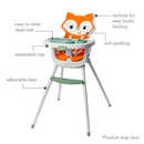 Infantino Grow-with-Me 4-in-1 Convertible High Chair, for Babies & Toddlers 6-36 Months, Orange Fox