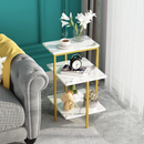 Lamerge White and Gold End Table, 3-Tier Faux Marble Side Table.