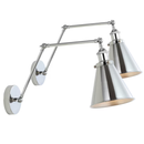 JONATHAN Y Rover Metal Adjustable Arm Industrial 30.5-in W 2 -Light Polished Chrome Transitional Hardwired Dry Wall Sconce