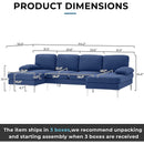 Modern Blue U Shaped Sectional Sofa