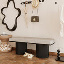 Upholstered Entryway Bench With Black Chunky Legs