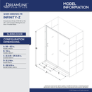 DreamLine Infinity-Z 60" x 72" Sliding Shower Door, Frosted Glass in Brushed Nickel