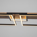 EDISLIVE 5 -Light Black Farmhouse Wood finish Linear LED Large Hanging Kitchen Island Light