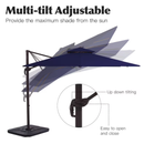 JEAREY 9-ft Aluminum Navy Crank Cantilever Patio Umbrella with Base