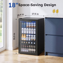 SIMZLIFE 17.3-in W 130-Can Capacity Black Freestanding Beverage Refrigerator 3.2 Cu.ft Mini Fridge Cooler with Reversible Door/Digital Temp Control