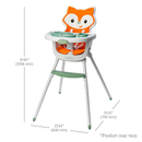 Infantino Grow-with-Me 4-in-1 Convertible High Chair, for Babies & Toddlers 6-36 Months, Orange Fox
