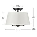 Better Homes & Gardens 2-Light Matte Black Indoor Flush Mount Light, Fabric Shade, Bulbs Included