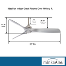 Aviation Ceiling Fan 11.5 inches tall by 60 inches wide by Minka Aire - F853