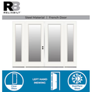 RELIABILT Steel Patio Door 96-in x 80-in x 4-9/16-in Jamb Primed Steel Left-hand inswing French Patio Door with Dual-pane Glass (Screen Included)