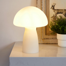 Urban Shop Novelty Glass Mushroom Lamp, Off-White Matte, 12" H, Plug-in white