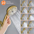 3 Handles 10-Spray Pattern Tub and Shower Faucet Faucet Brushed Gold