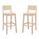 Unfinished Low Back Wood Counter Stool with Wood Seat Set of 2