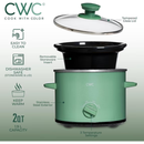 COOK WITH COLOR Slow Cooker, Crock Pot, 2-Quart with Removable Stoneware Pot, Green