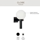 Progress Lighting Globe 1 -Light 15-in H Matte Black Hardwired Outdoor Wall Light