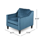 Noble House Milo Velvet Club Chair, Blue set of 2