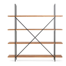 Christopher Knight Home Industrial Iron Bookcase with Solid Wood Shelves and X-Frame in Antique Black Finish