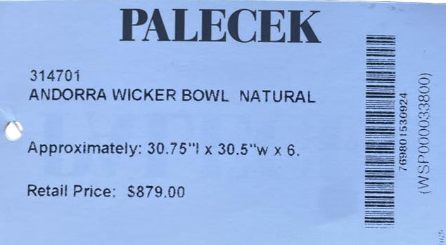 Palecek Andorra Bowl Natural Rattan