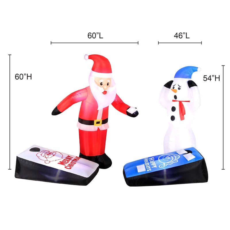 5 Ft Tall Santa Claus & Snowman Playing Bean Bag TossAirflowz Christmas Inflatable Set