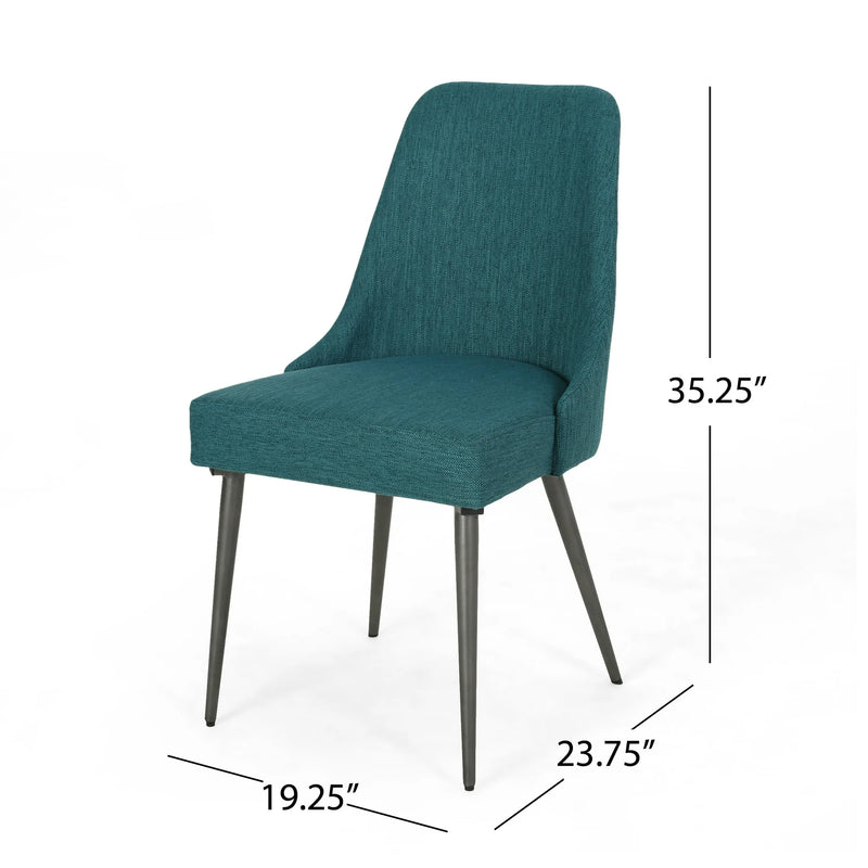 Bellamy Studio Modern Fabric Dining Chairs, Set of 2, Teal, Gunmetal