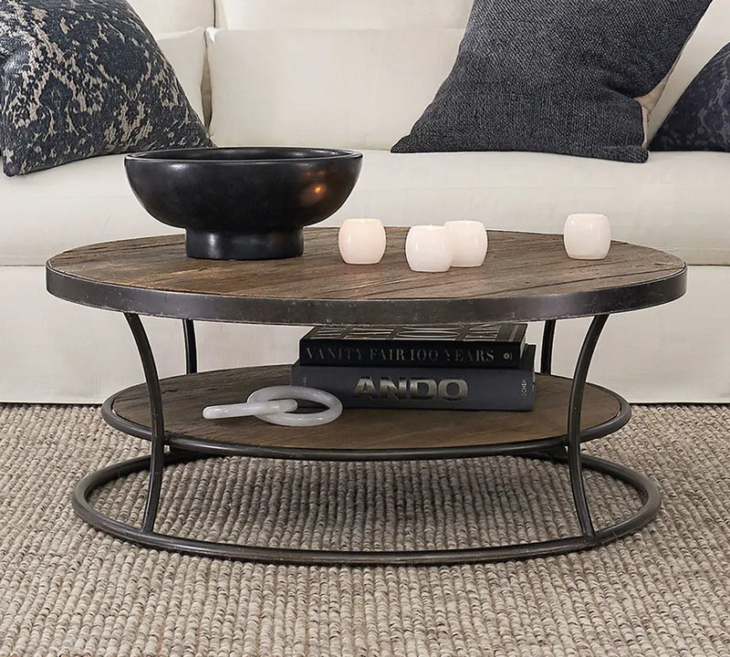 Four Hands Bartlett Round Metal and Reclaimed Coffee Table