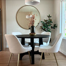 Mid-Century High-White Leather Dining Chair - Metal Legs Set of 2