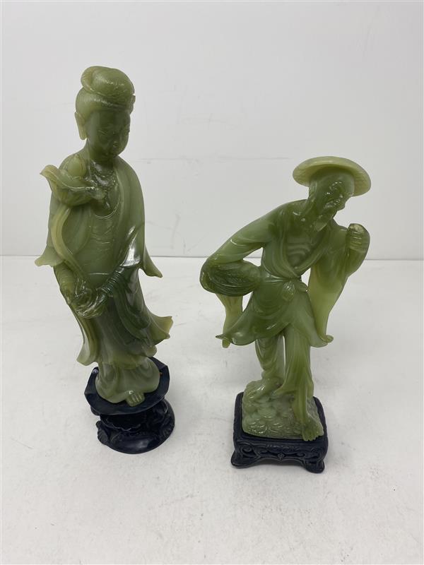 Serene Sentinels: Asian-Inspired Resin Sculpture Duo