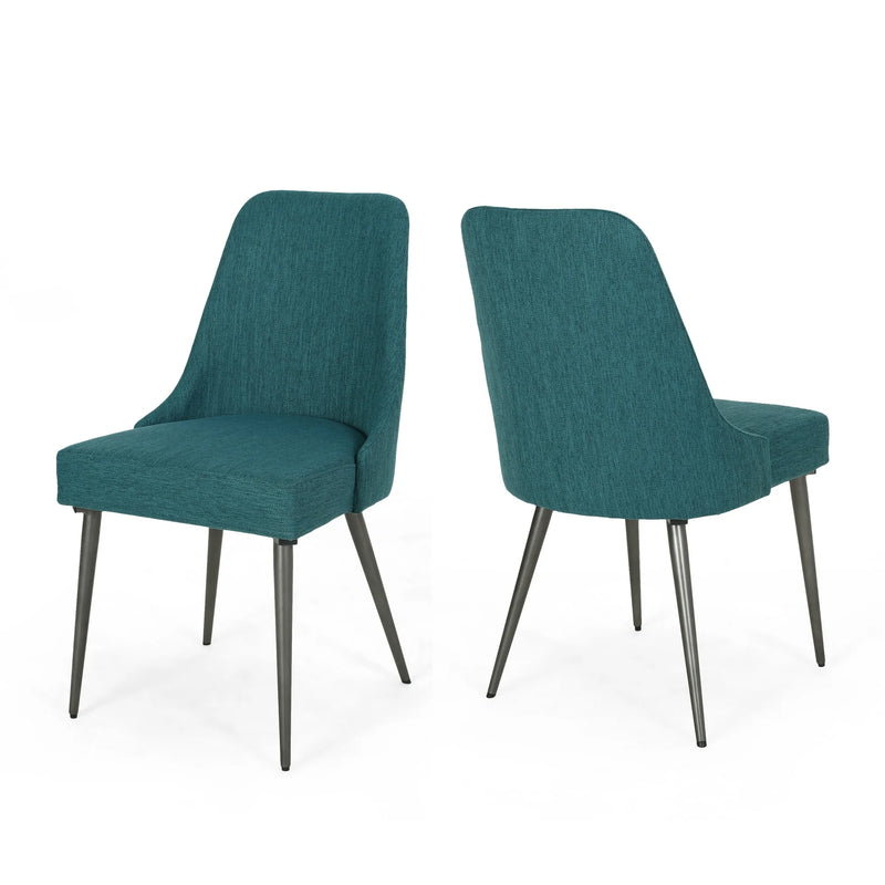 Bellamy Studio Modern Fabric Dining Chairs, Set of 2, Teal, Gunmetal