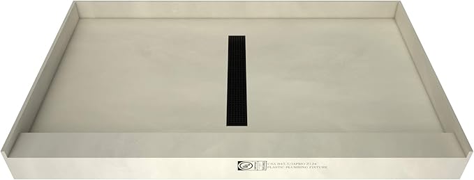 Tile Redi 34" x 60" Matte Black Single Threshold Rectangle Shower Pan Base