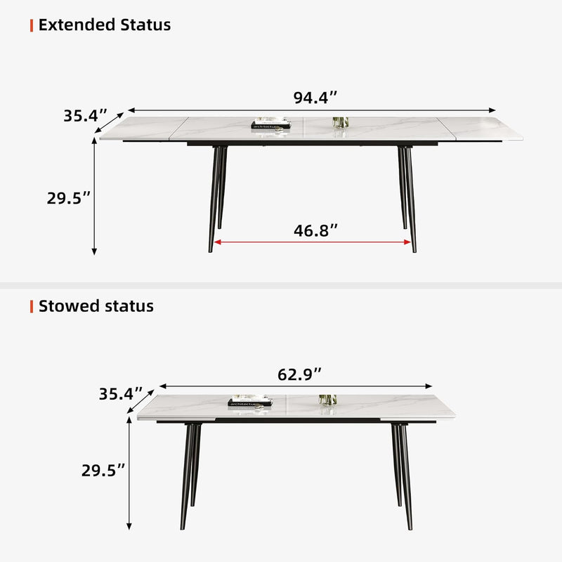 Modern Extendable Dining Marble Stone Table