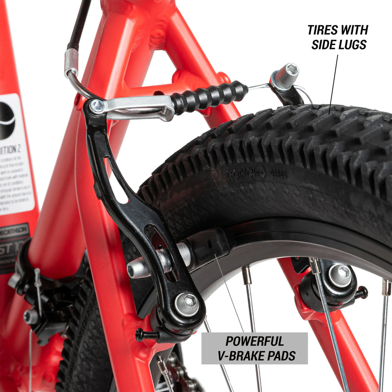 Rockrider ST100, 21 Speed Mountain Bike, 27.5", Unisex, Red