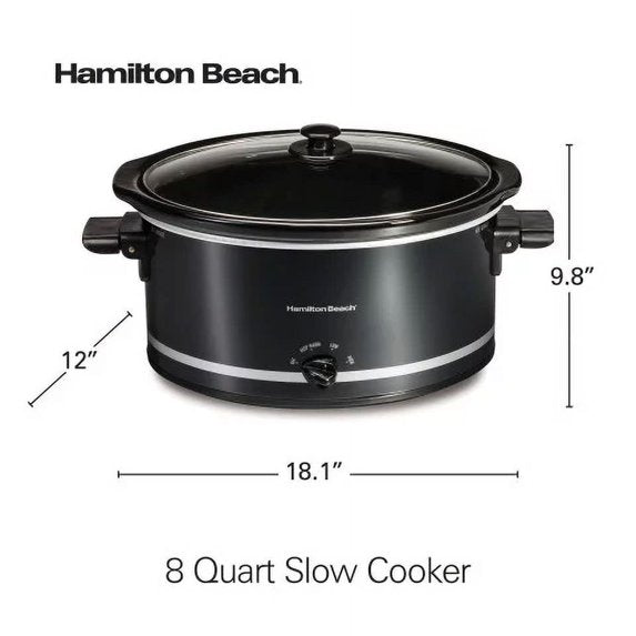 Slow Cooker, Extra-Large Capacity, Serves 10+, 8 Quarts, Black