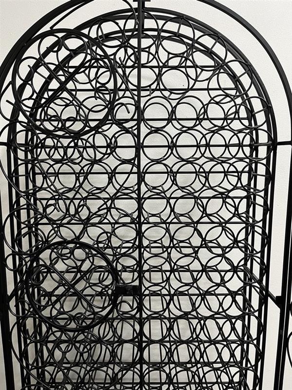 Mid-Century French Iron Gothic Style 140 Bottle Wine Rack