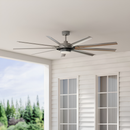 Fanimation Studio Collection Slinger v2 72-in Brushed Nickel LED Covered Outdoor Ceiling Fan
