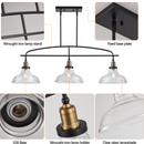 3-Light Black Iron Chandelier with Clear Glass Shades for Kitchen Island, Dining Room,or Living Room (Bulb Not Included)