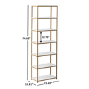 Mainstays 6-Shelf Gold Metal Frame Bookcase, White
