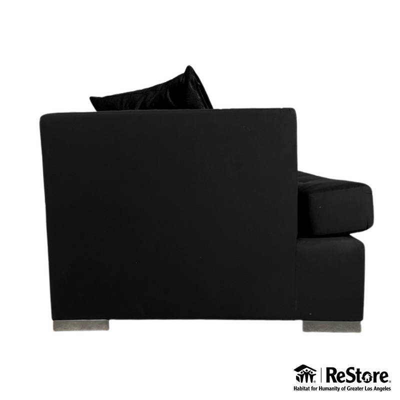 Modern Black Custom Sofa with Steel Block Legs – 90” Wide Contemporary