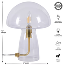 Urban Shop Novelty Glass Mushroom Lamp, Off-White Matte, 12" H, Plug-in Clear