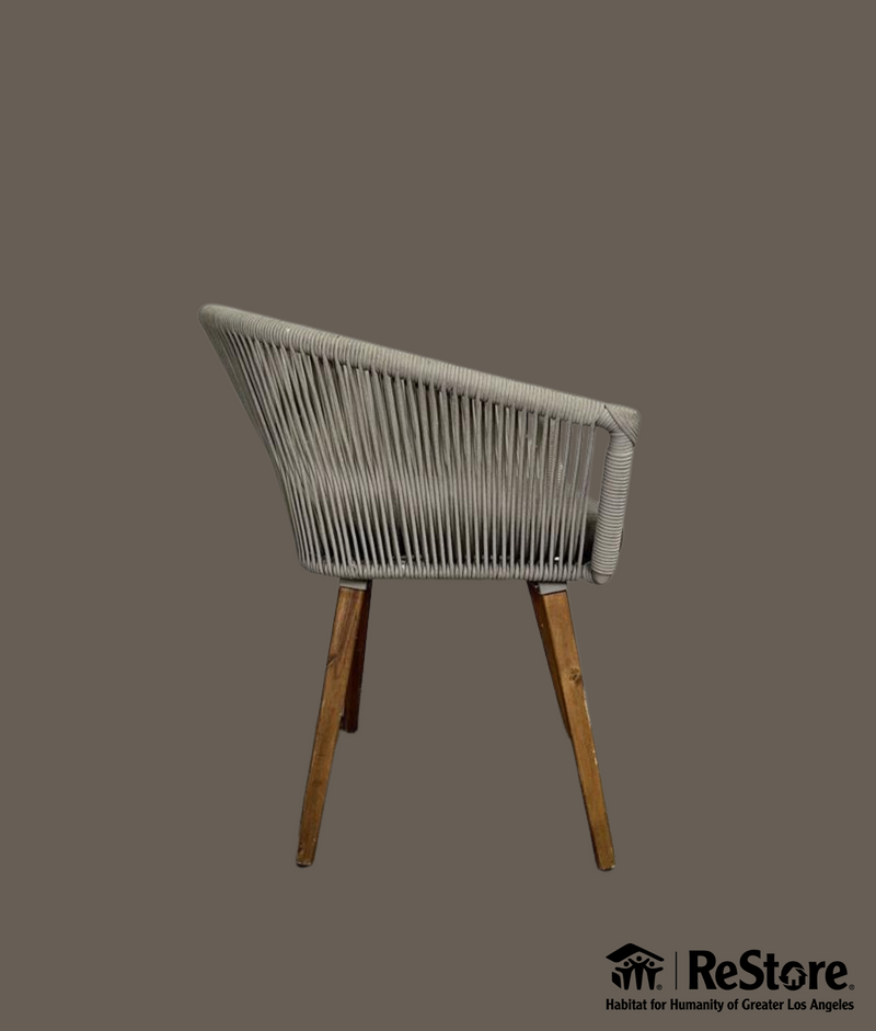 Deco 79 Fabric Outdoor Chairs Woven Rope and Wood Legs (set of 2)