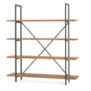 Christopher Knight Home Industrial Iron Bookcase with Solid Wood Shelves and X-Frame in Antique Black Finish