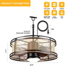 Trevina 23.6 in. Outdoor Matte Black Farmhouse Caged Ceiling Fan