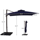 JEAREY 9-ft Aluminum Navy Crank Cantilever Patio Umbrella with Base