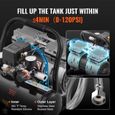 VEVOR Air Compressor 1 Gallon Steel Tank 1HP 1.5 CFM 90PSI Oil Free Air Compressor and Max. 120PSI Pressure 78dB Ultra Quiet Portable Compressor for Auto Repair Tire Inflation Spray Painting