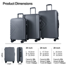 Travelhouse 3 Piece Hardshell Luggage Set Hardside Lightweight Suitcase with TSA Lock Spinner Wheels 20in24in28in.(Gray)